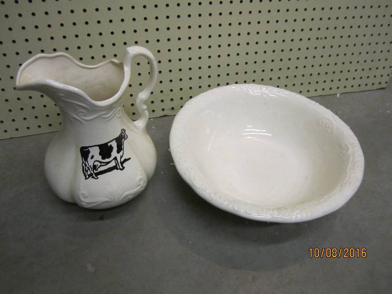 Ironstone pitcher and bowl...