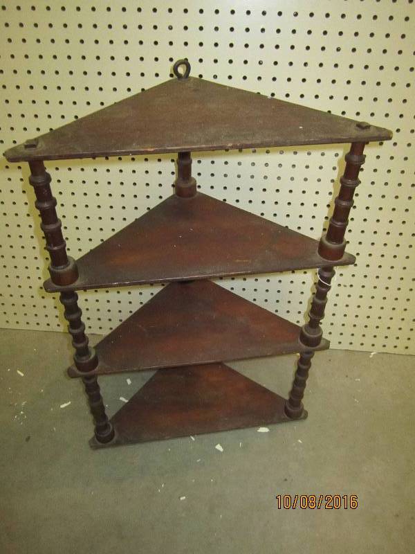 Wood corner shelf with hanger 2 ta...