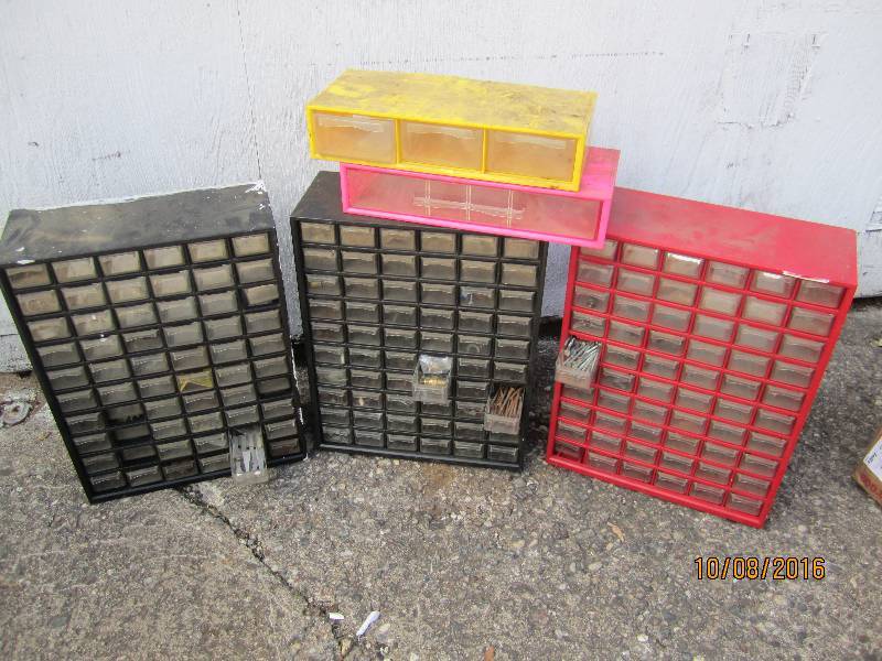 Lot of hardware organizers, many sl...