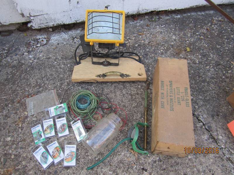 Worklight, mason jar sprayer and Dr...