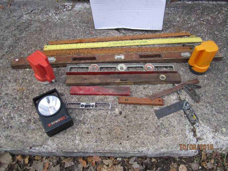 Lot of vintage levels rulers and sq...