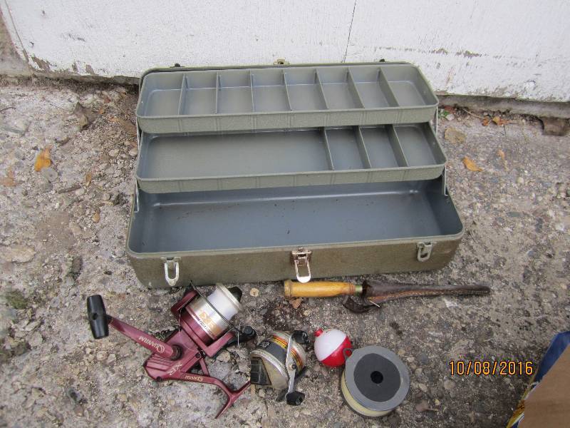 Metal tackle box and fishing geat...