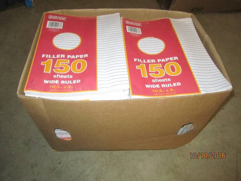 Box of wide lined loose leaf paper...