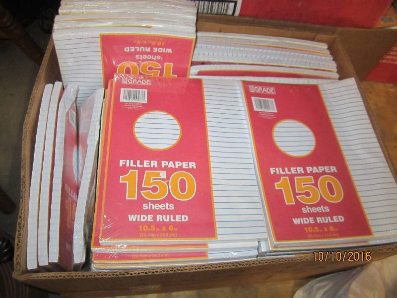 Box of wide lined loose leaf paper...