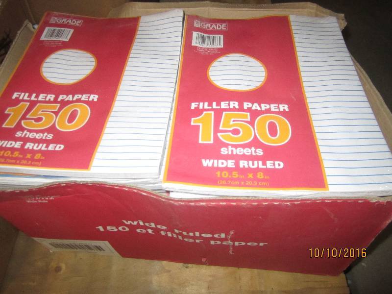 Box of wide lined loose leaf paper...