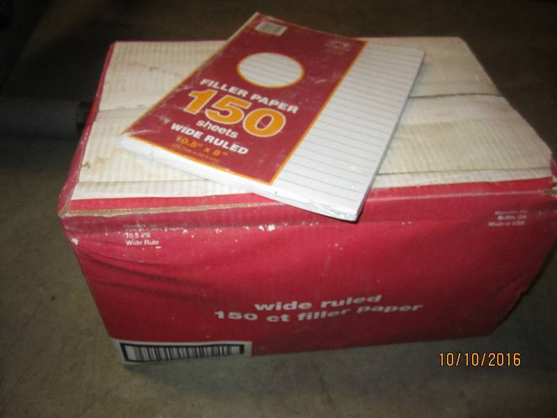 Box of wide lined loose leaf paper...