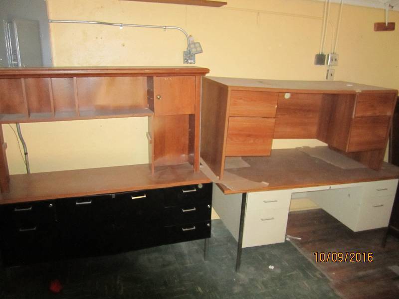 3 Desks and desk topper...