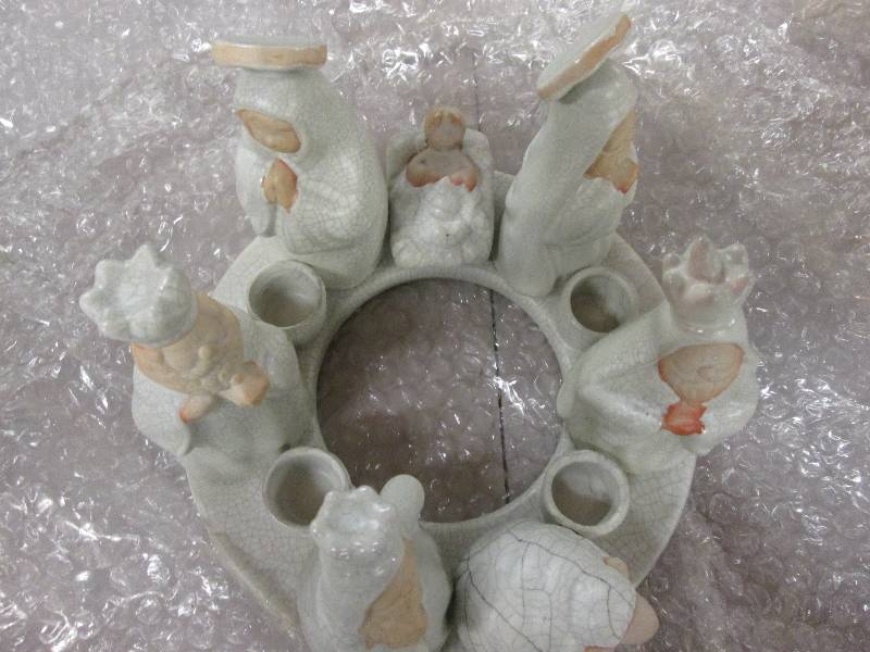 Ceramic Nativity Candle Ring 5 inch...