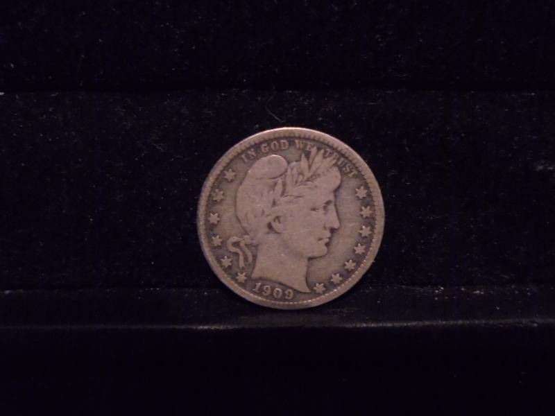 lot 41 image: 1909D Barber Quarter, 90% Silver