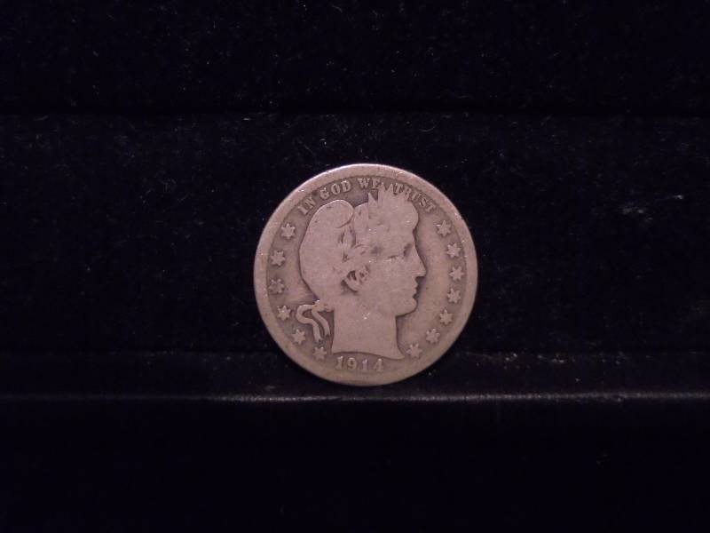 lot 43 image: 1914S Barber Quarter, 90% Silver