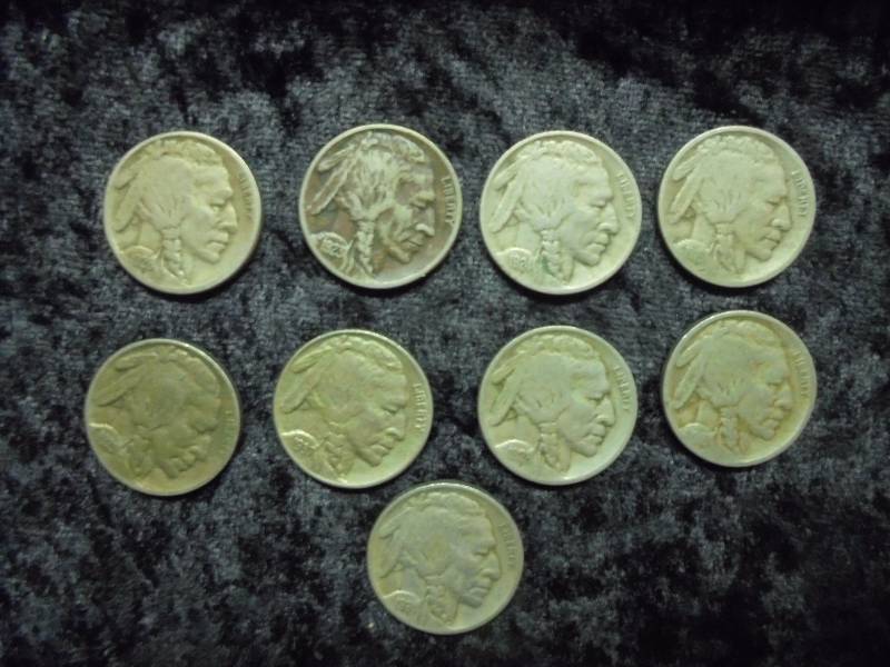 lot 49 image: Lot - Buffalo Nickels, 1916,1923,1924,1929,1928,1935,1937