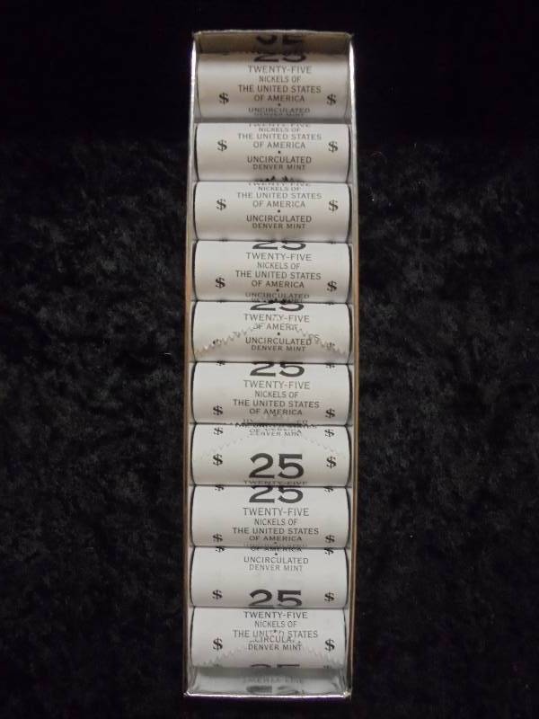 lot 59 image: 250 US Nickels, Uncirculated - $12.50 Face Value, World Reserve Monetary Exchange