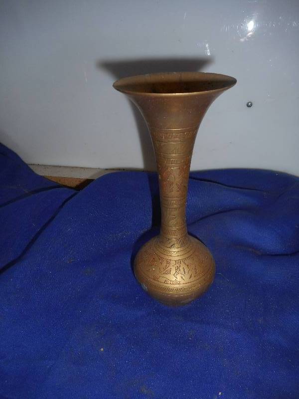 BRASS ETCHED VASE