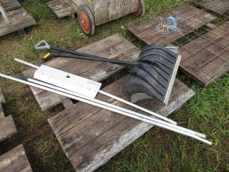 Snow rake and shovels