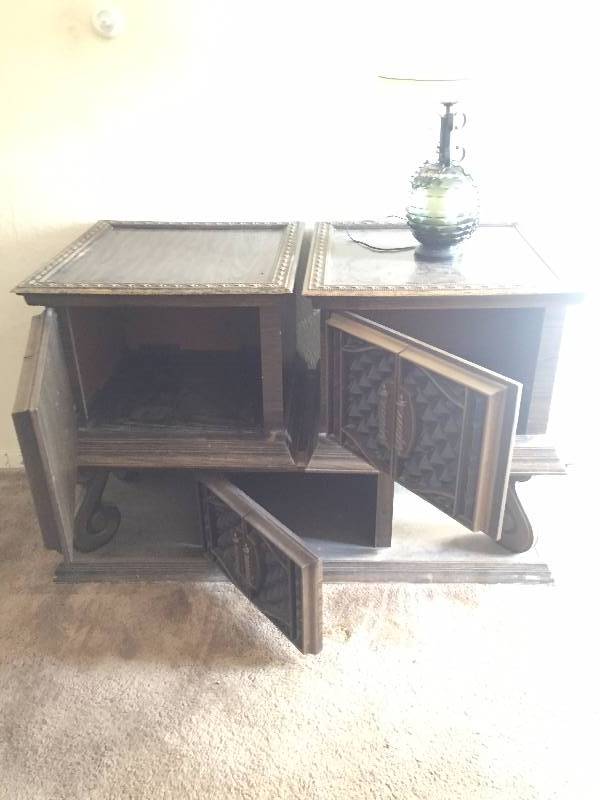 THREE END TABLES AND TWO LAMPS