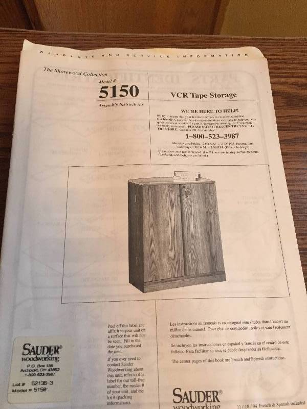 VHS CABINET HOLDER
