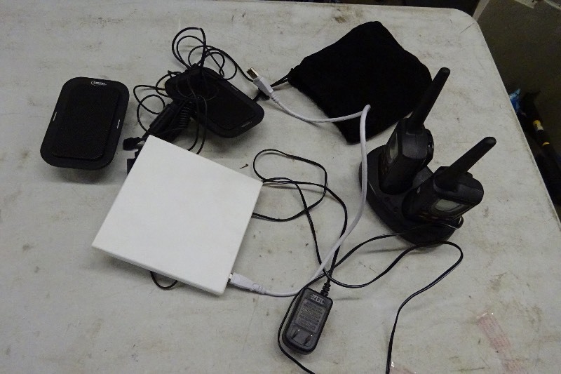lot 36 image: DVD player, 2 way radios