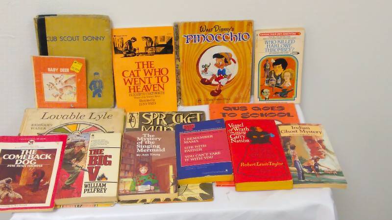 lot 19 image: Vintage Childrens Books, Gus goes to school (82), Cub Scout Donny (1958) The Boys Lunch (1964)