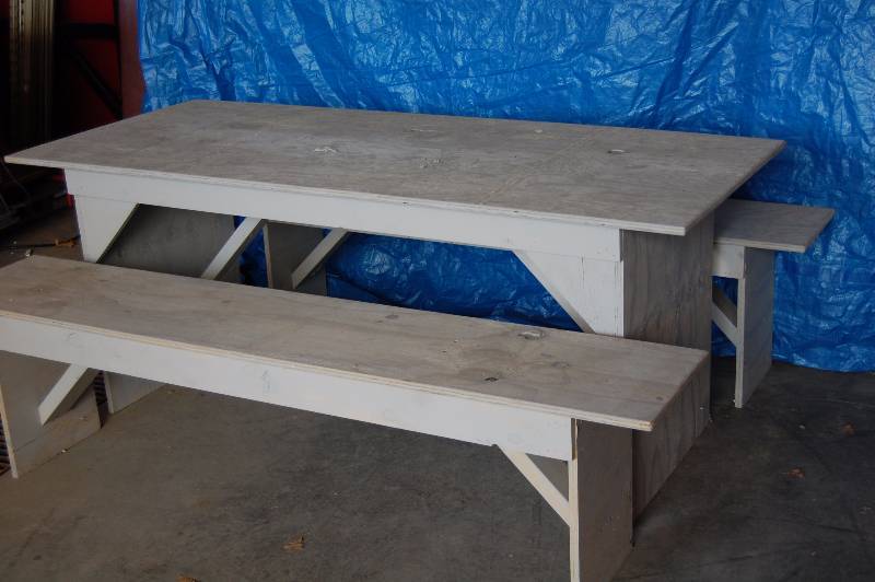 Wood Table with Benches