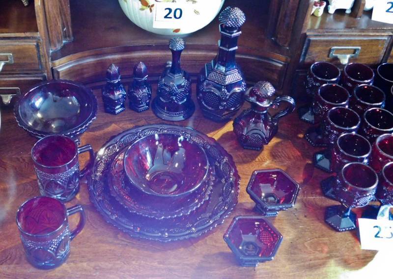 lot 26 image: collection of ruby red servingware
