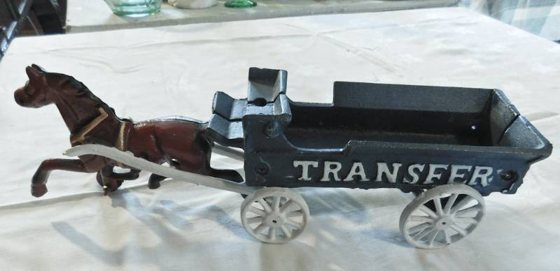 lot 62 image: cast iron horse and wagon