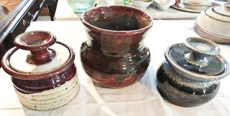 lot 73 image: 2 glazed French butter crocks