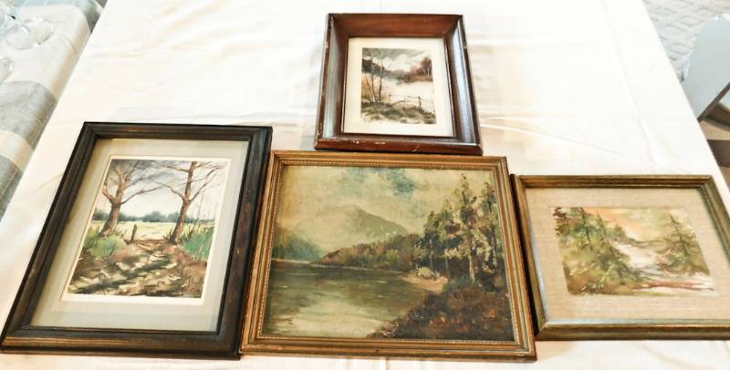 lot 77 image: Framed wall art see photos