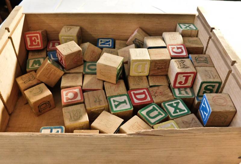 lot 137 image: vintage wooden alphabet blocks