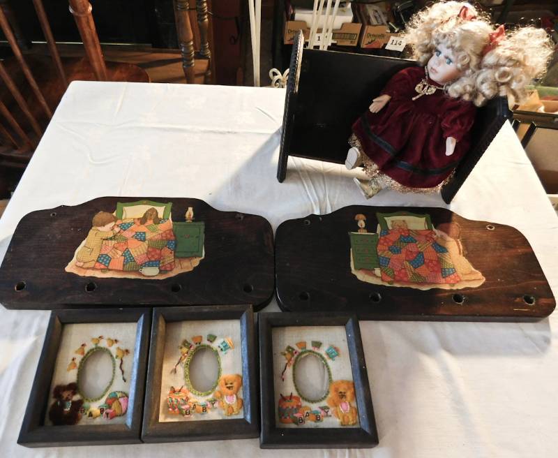 lot 140 image: vintage doll, nice doll bench and more