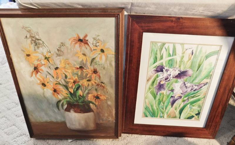 lot 160 image: Framed Florals approx 20 x 26