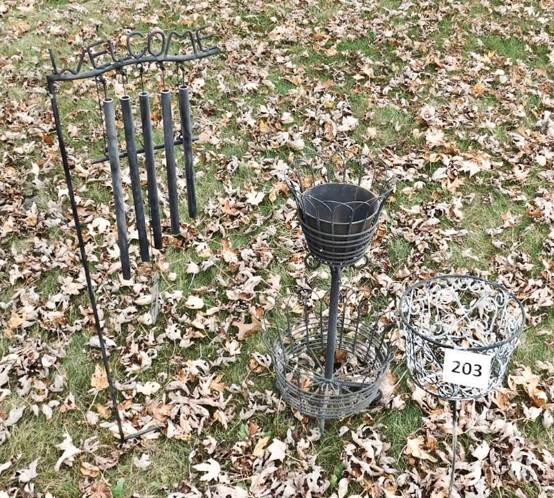 lot 203 image: garden art and plant stands