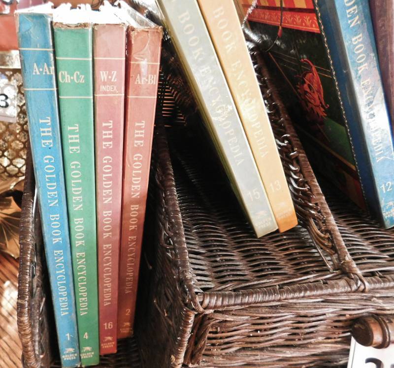 lot 84 image: wicker desk organizer with childrens books