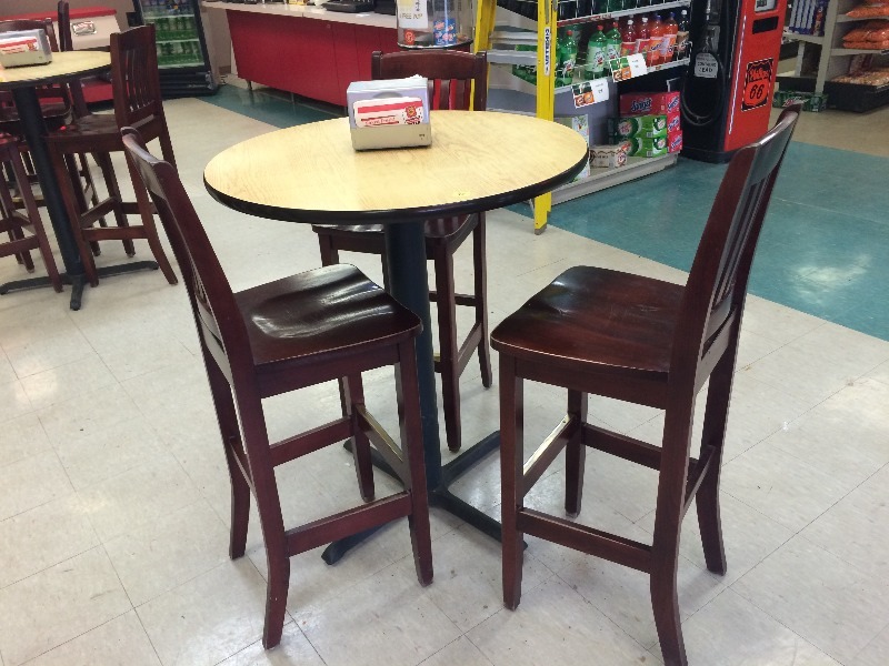 lot 32 image: 36 Hightop Table and 3 chairs  - no contents   lot of 4
