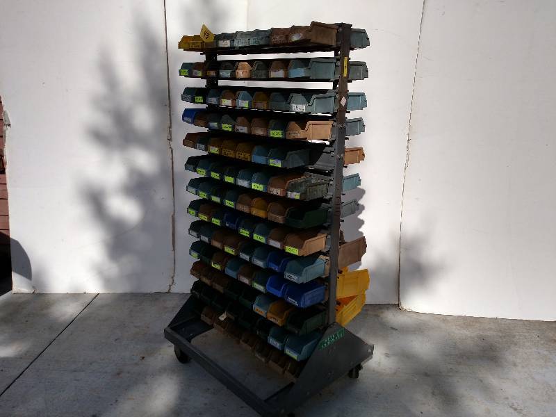 lot 43 image: 2 Sided Bin Cart with Approx. (180)...