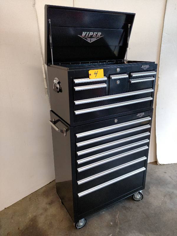 lot 4 image: Viper 14 Drawer Rolling Tool Cabine...