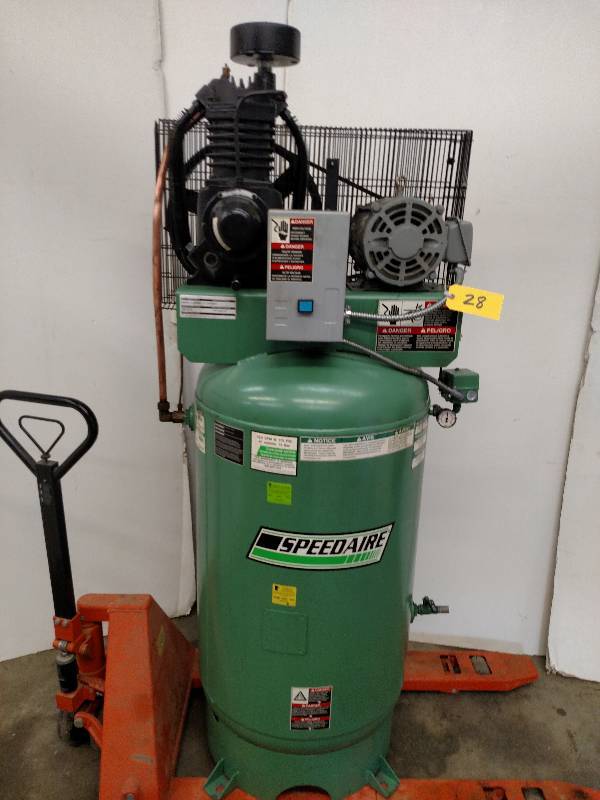 lot 28 image: Speedaire 5 hp Air Compressor, New ...