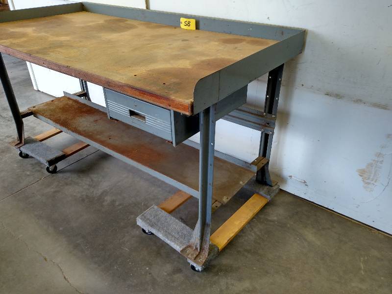 lot 58 image: Wood Top Steel Work Bench, 72 x 36...