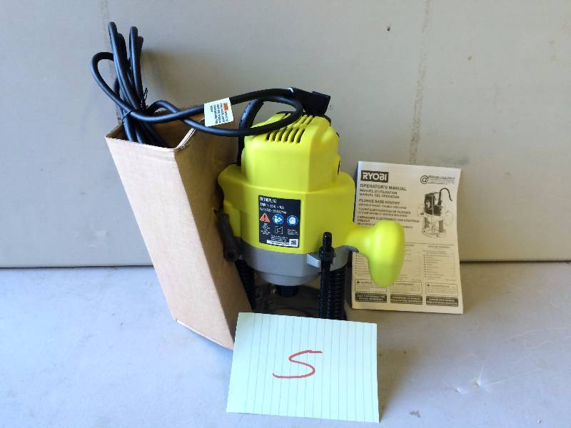 lot 5 image: Ryobi RE180PL 1G 2 HP Peak 10 amp Plunge Router in Original Box never been used Stock and actual photos used to display item
