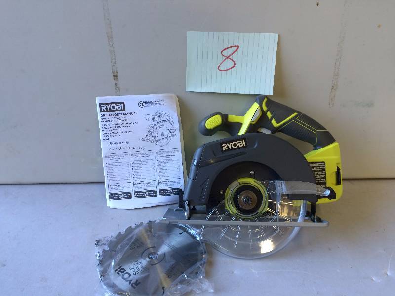 lot 8 image: Ryobi One 18V 6 12 in Circular Saw Never been used Stock and actual photos used to display item