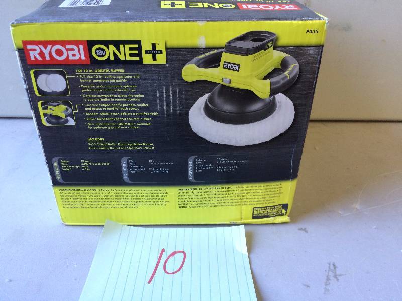 lot 10 image: Ryobi 18V 10 in Orbital Buffer Model P435 never been used Stock and actual photos used to display item