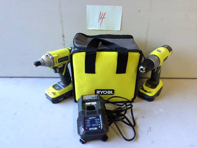lot 14 image: Ryobi P882 One 18V Lithium Ion Drill and Impact Driver Kit Never been used Stock and actual photos used to display item Stock and actual photos used to display item