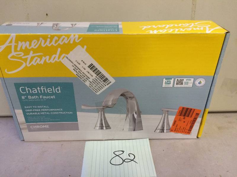 lot 82 image: American Standard Chatfield 8 in Widespread 2 Handle Bathroom Faucet in Polished Chrome New Stock and actual photos used to display item