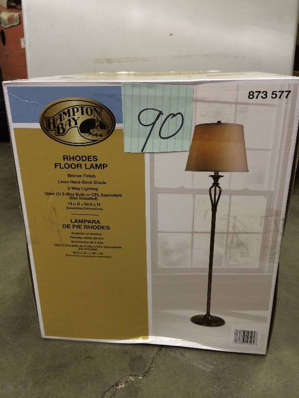 lot 90 image: Hampton Bay Rhodes Floor Lamp Never used