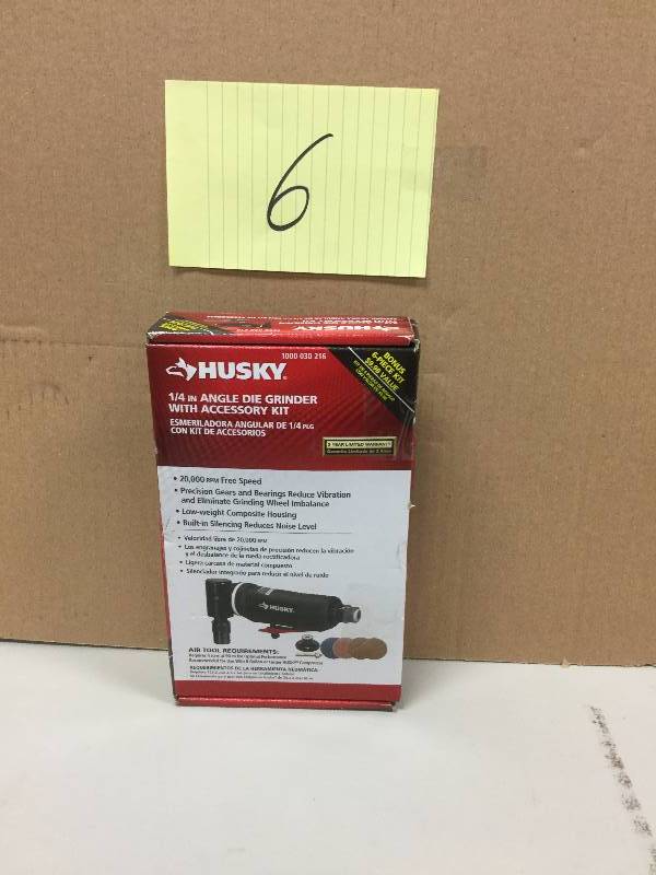 lot 106 image: Husky 14 in. Angle Die Grinder Kit Never used
