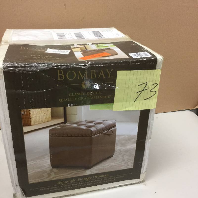 lot 173 image: Bombay Rectangle Storage Ottman Never Used