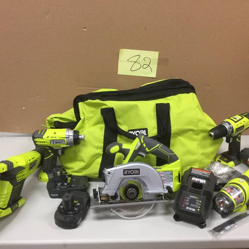 lot 182 image: RYOBI P884 ONE 18-Volt Lithium-Ion Ultimate Combo Kit (6-Tool) in like new condition