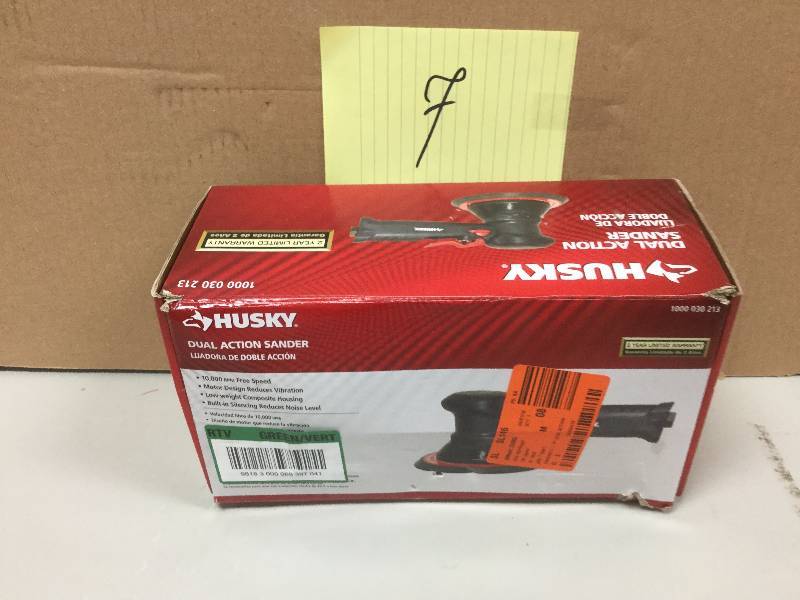 lot 107 image: Husky Dual Action Sander in Like new condition