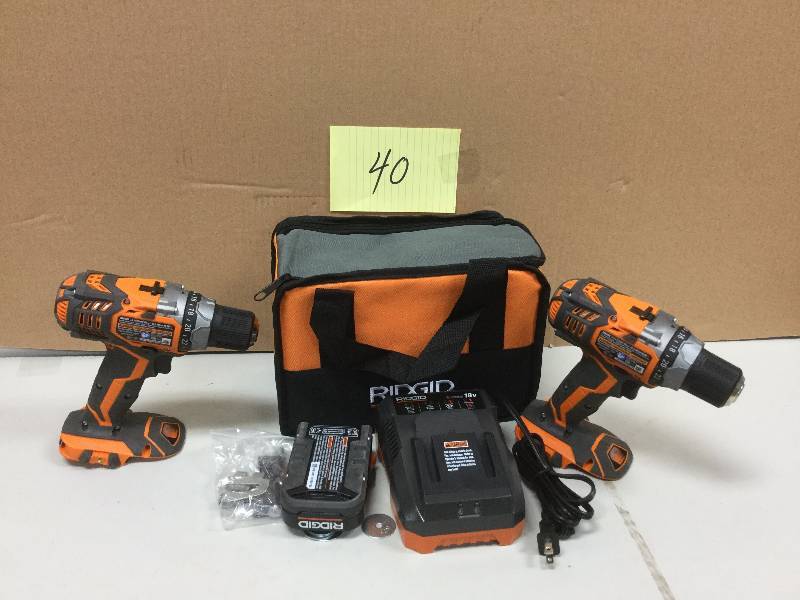 lot 140 image: RIDGID X4 18-Volt Lithium-Ion Cordless Drill and Impact Driver Combo Kit (2-Tool) Never used