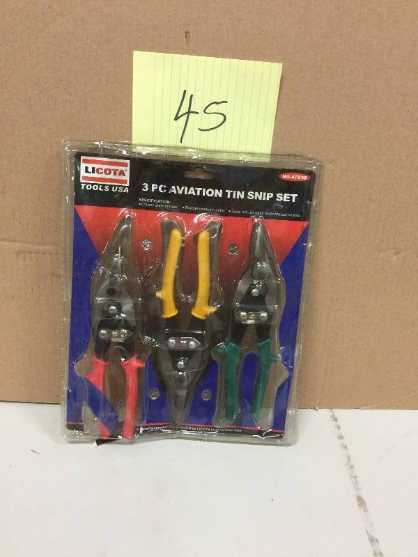 lot 145 image: Licota 3 PC Tin Snip Set New
