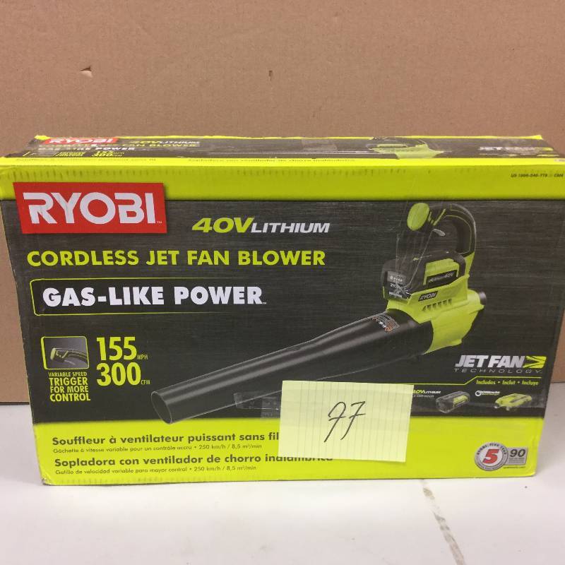 lot 177 image: Ryobi 40 V Cordless Jet Fan Blower Never been Used